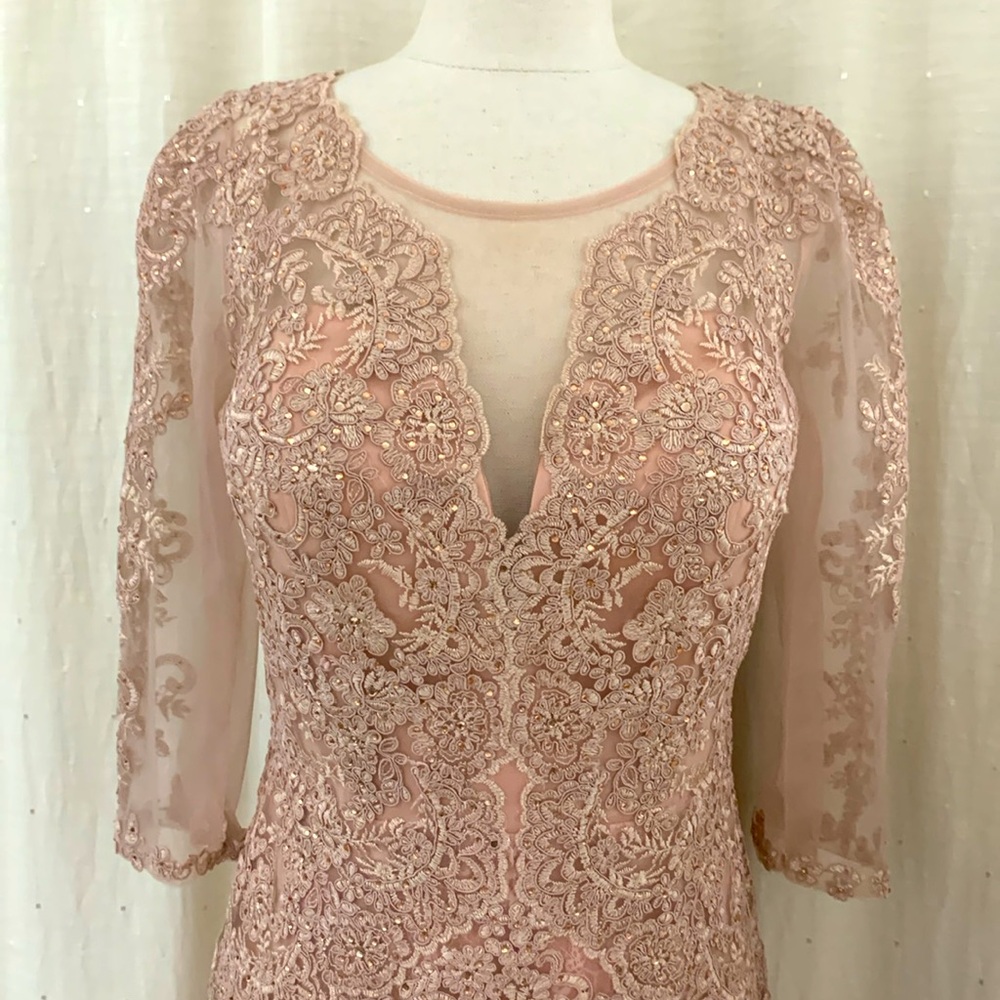 Elegant Lace Embroidered/Beaded Pink Dress size 10